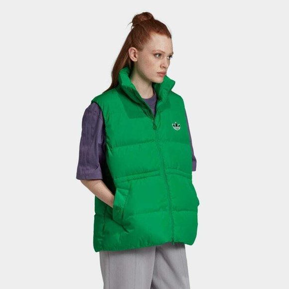 NEW Size XS X-Small   Adidas Originals Green Down Zip-Up Puffer Vest GD2521 - Picture 2 of 9